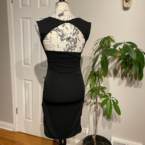 Vintage Y2k Studio Ruched Cutouts Keyhole Fit Bodice Pencil Rave Open back work - Picture 3 of 5